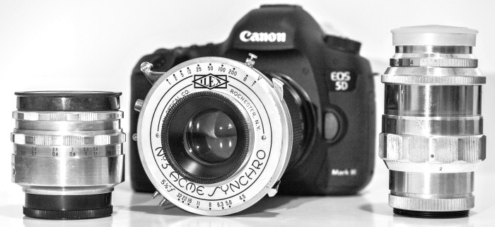 Objetivas analógicas em câmera digital